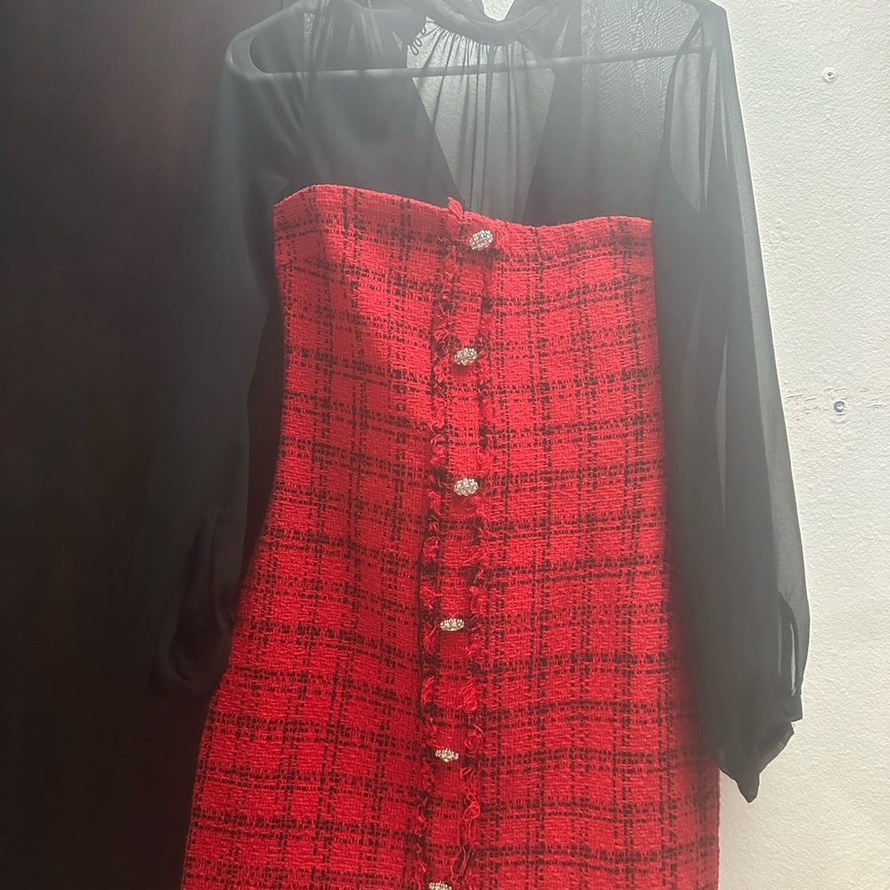 Zara Red and Black Plaid Dress